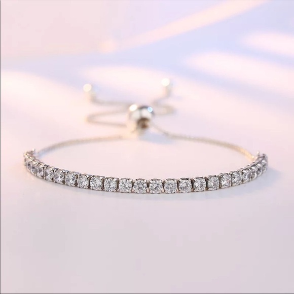 New 925 Sterling Silver Diamond Tennis Bracelet Adjustable - Picture 1 of 6
